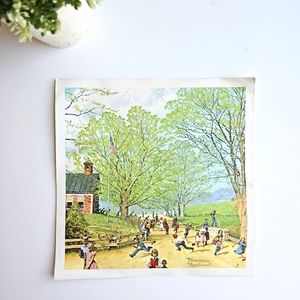 1959 Norman Rockwell American Print on Paper "Children in School Yard" 11x11
